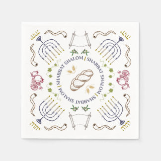 Shabbat Shalom Traditional Cocktail Napkins