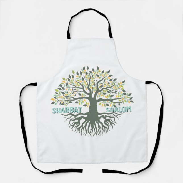 Shabbat Shalom Tree of Life Ez Hachaim Challah Apron (Front)