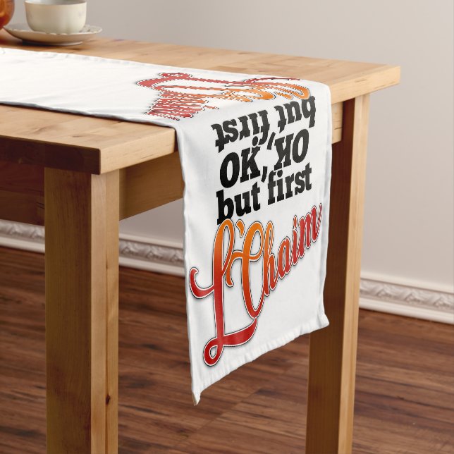 Shabbat table runner Lechaim, Kiddush (In Situ)