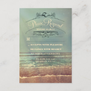 Shabby beach wedding RSVP card