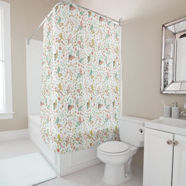 Shabby Birds & Branches Shower Curtain (In Situ)