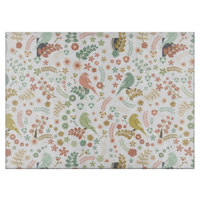 Shabby Birds & Branches White  Cutting Board (Front)