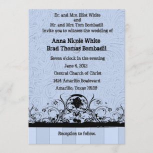 Shabby  Blue Old West Leather Wedding Invitation