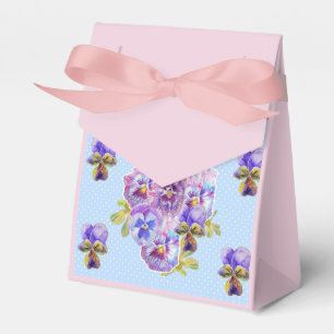 Shabby Blue Pansy Floral Tea Party Cake Favour Box