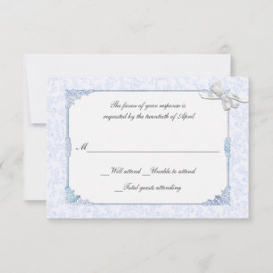 Shabby Blue Victorian Style Wedding RSVP Card