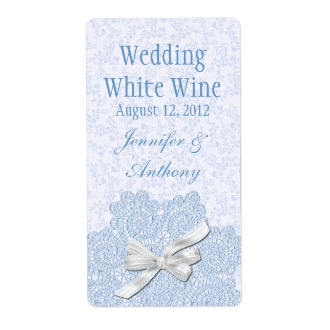Shabby Blue Victorian Wedding Mini Wine (Front)