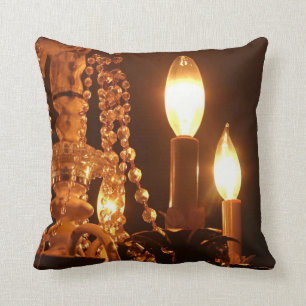 Shabby Chandelier Bling 2-Gold-Sq THROW PILLOW