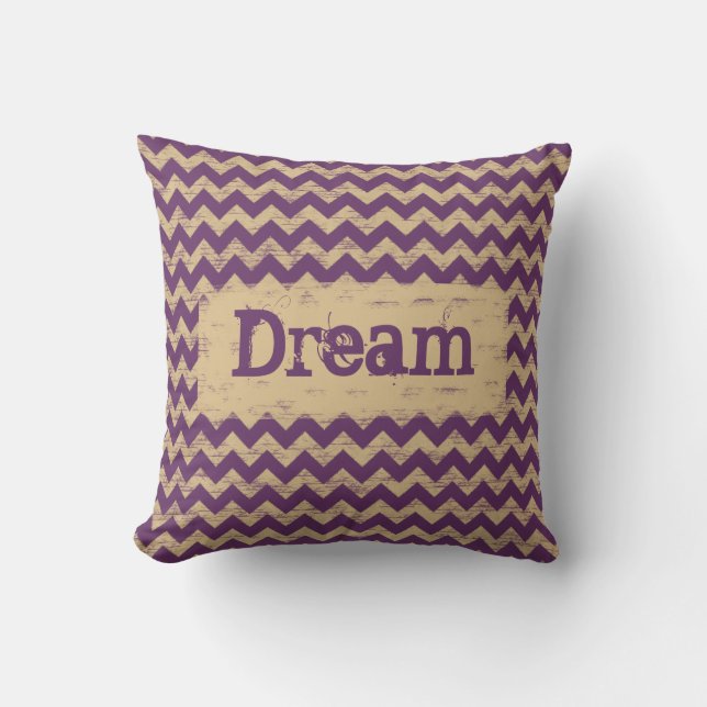 Shabby Chevron Dream or Custom Text Cushion (Front)