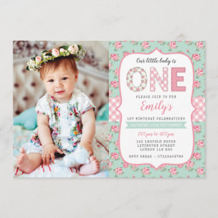 Shabby Chic 1st Birthday Invitation