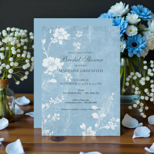 Shabby Chic Baby Blue Floral Bridal Shower Invitation