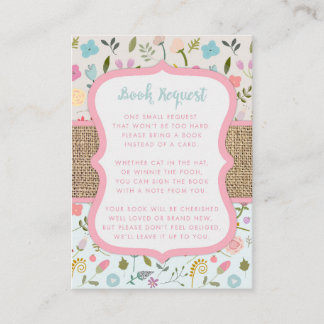 Shabby Chic Baby Shower Book Request cards