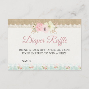 Shabby Chic Baby Shower Diaper Raffle Enclosure Card
