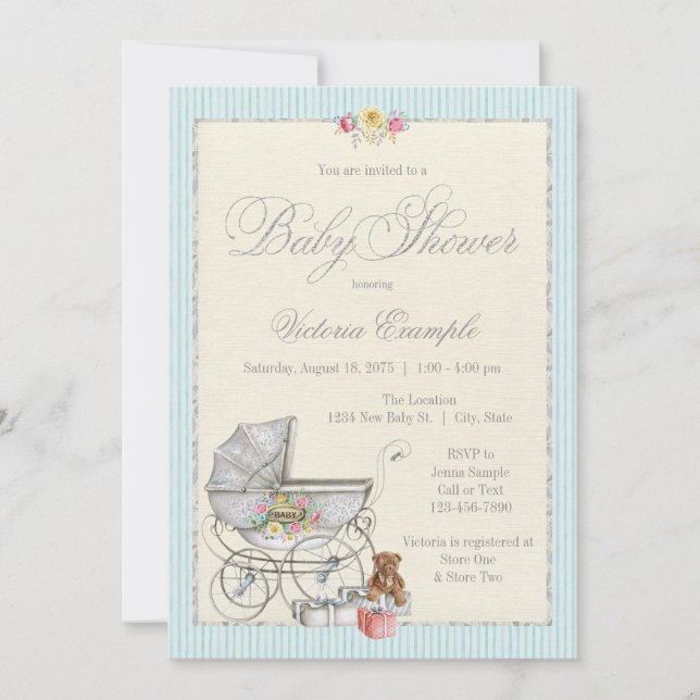 Shabby Chic Baby Shower Invitations (Front)