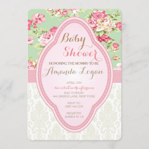 Shabby Chic Baby Shower Tea Party Invitations