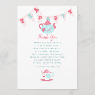 Shabby-Chic Baby Shower Tea Party Thank You Card