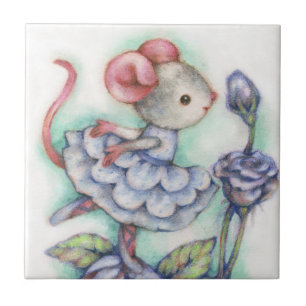 Shabby Chic Ballerina Mouse Girl Dancer Sweet Ceramic Tile