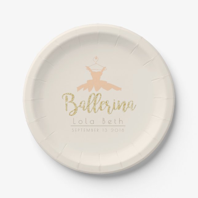 Shabby Chic Ballerina Tutu | Birthday Paper Plate (Front)