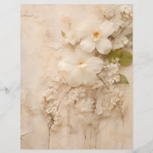 Shabby Chic Beige Lace Florals Scrapbook Papers