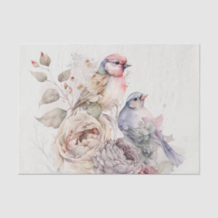 Shabby chic birds and flowers tissue paper