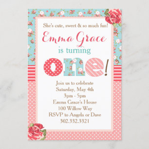 Shabby Chic Birthday First Birthday Invitation