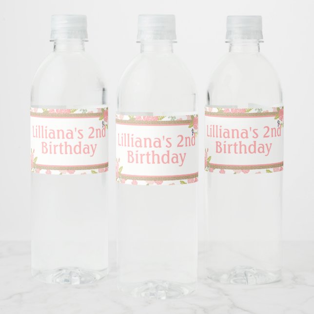 Shabby Chic Birthday Party Supplies Bottle Labels (Bottles)