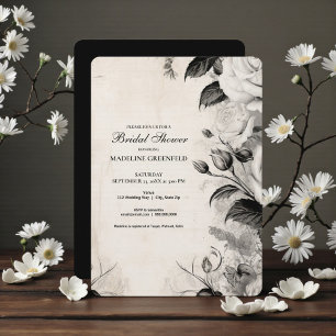Shabby Chic Black Floral Bridal Shower Invitation