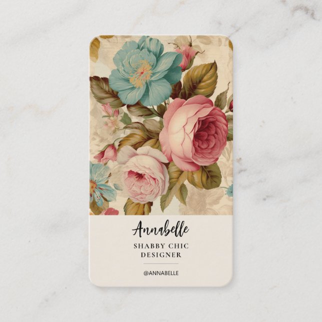 Shabby Chic Blooms Feminine Business Card (Front)