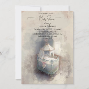 Shabby Chic Blue baby crib Baby Shower Invitation
