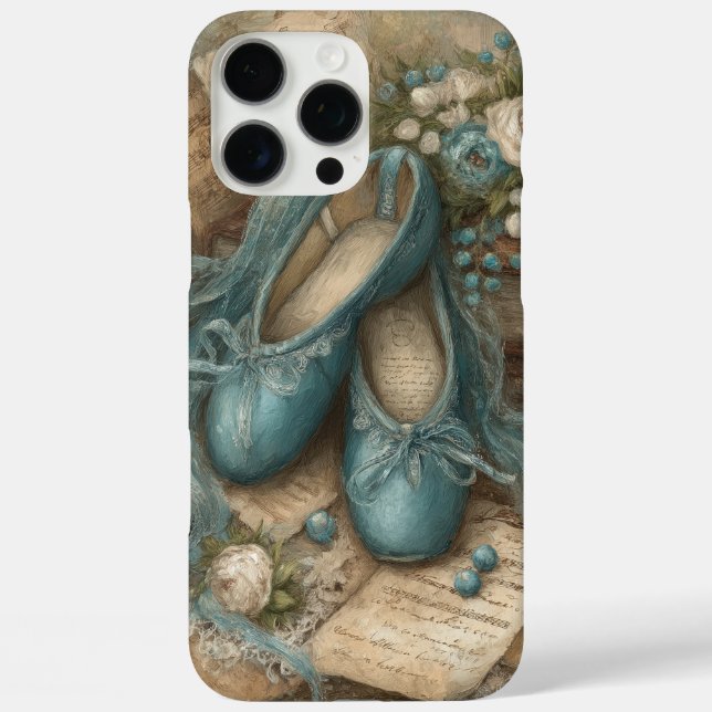 Shabby Chic Blue Ballet Slippers and Roses Case-Mate iPhone Case (Back)
