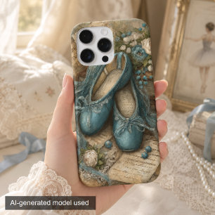 Shabby Chic Blue Ballet Slippers and Roses iPhone 16 Pro Max Case
