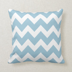 Shabby Chic Blue Chevron Pattern Cushion