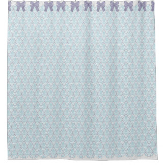 Shabby Chic Blue & Lilac Damask w Bows & Lace Shower Curtain