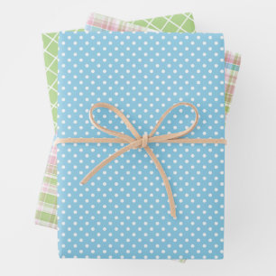 Shabby Chic Blue Pink Green Stripes Pattern Wrapping Paper Sheet