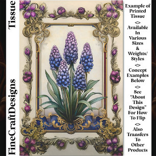 Shabby Chic Blue Purple Hyacinth DA3 Decoupage Tissue Paper