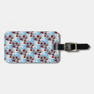 Shabby chic blue red floral flower print by LeahG Luggage Tag