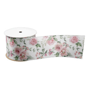Shabby Chic Blush Pink Roses Eucalyptus Greenery  Satin Ribbon