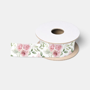 Shabby Chic Blush Pink Roses Eucalyptus Greenery Satin Ribbon