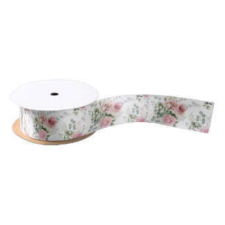 Shabby Chic Blush Pink Roses Eucalyptus Greenery Satin Ribbon