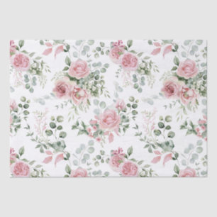 Shabby Chic Blush Pink Roses Eucalyptus Greenery  Tissue Paper