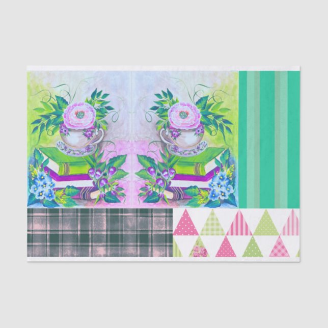 Shabby Chic Book Theme Floral Tissue Paper (Front)