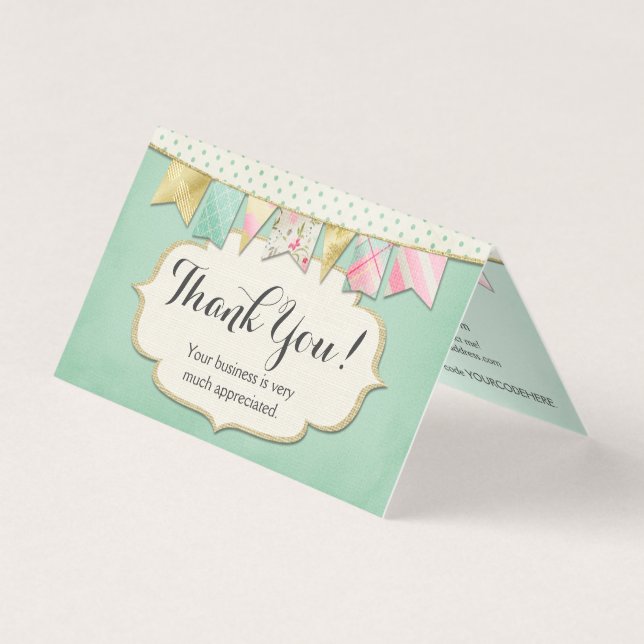 Shabby Chic Boutique Bunting in Pink Thank You (Front)