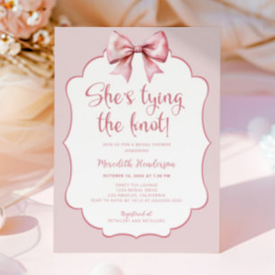 Shabby Chic Bow She's Tying the Knot Bridal Shower Invitation