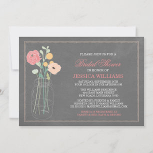 Shabby Chic Bridal Shower Coral Invitation