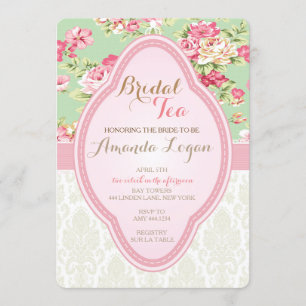 Shabby Chic Bridal Shower Tea Party Invitations