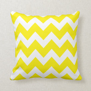 Shabby Chic Bright Yellow Chevron Pattern Cushion