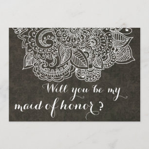 Shabby Chic Brown Vintage Paisley Maid Of Honour Invitation