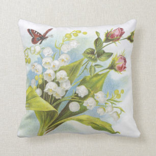 Shabby Chic Butterfly, Roses & Lily of the Valley Cushion