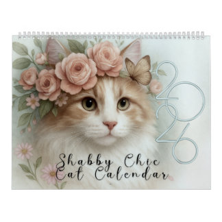 Shabby Chic Cat Calendar 2026