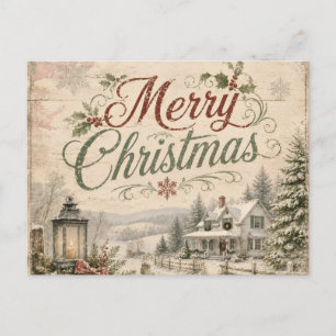 shabby chic christmas postcard