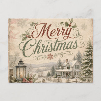 shabby chic christmas postcard
